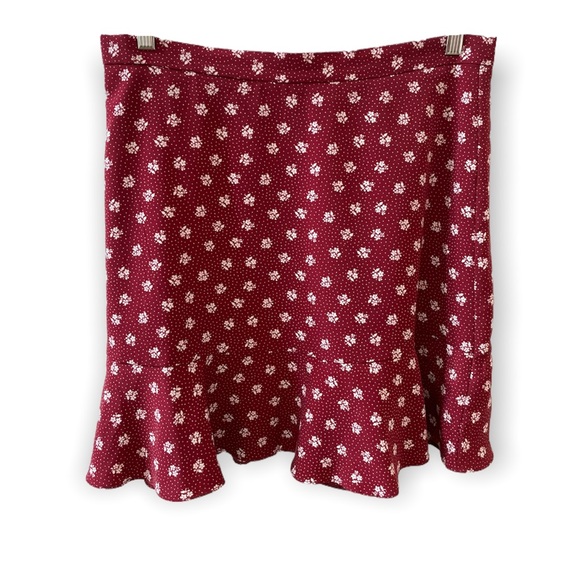 Banana Republic Dresses & Skirts - Banana Republic Red Fit & Flare Mini Skirt w/ White Floral & Dot Print